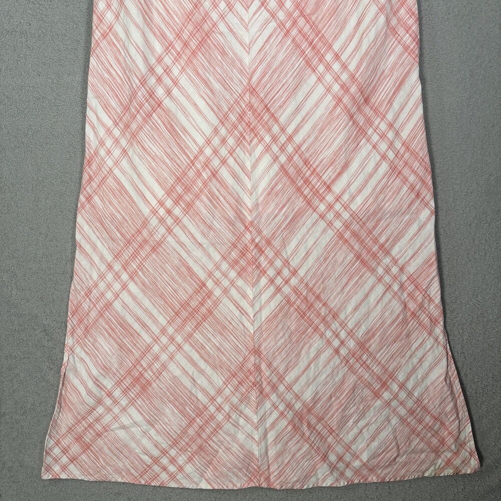 J Jill Love Linen Size L Tall Maxi Dress Linen Cotton Lined Natural Fibers Plaid - Picture 4 of 16